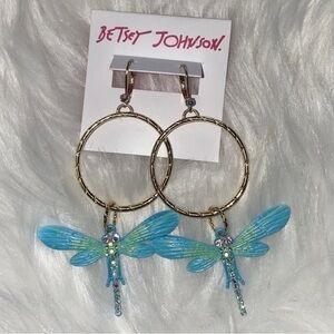 Betsey Johnson Dragon Fly Hoop Earrings